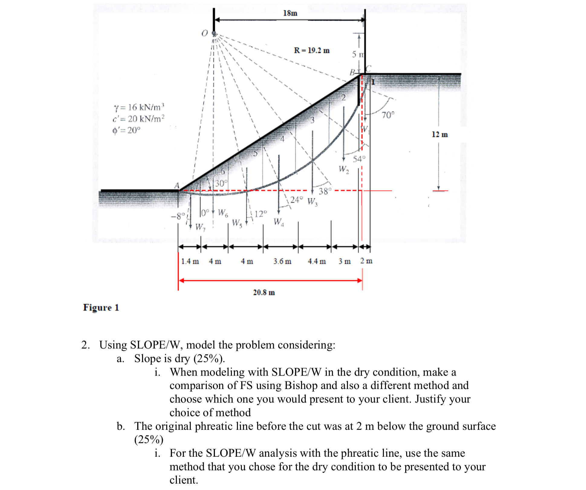 Figure 1 2 . Using SLOPE / W , model the problem