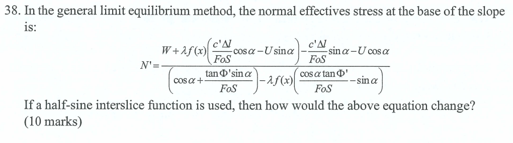 The normal effectives stress at the base of the