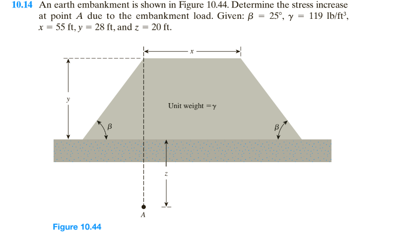 1 0 . 1 4 An earth embankment is shown in Figure