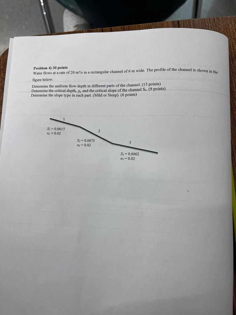 Problem 4 ) 3 0 points Water flows at a rate of 2