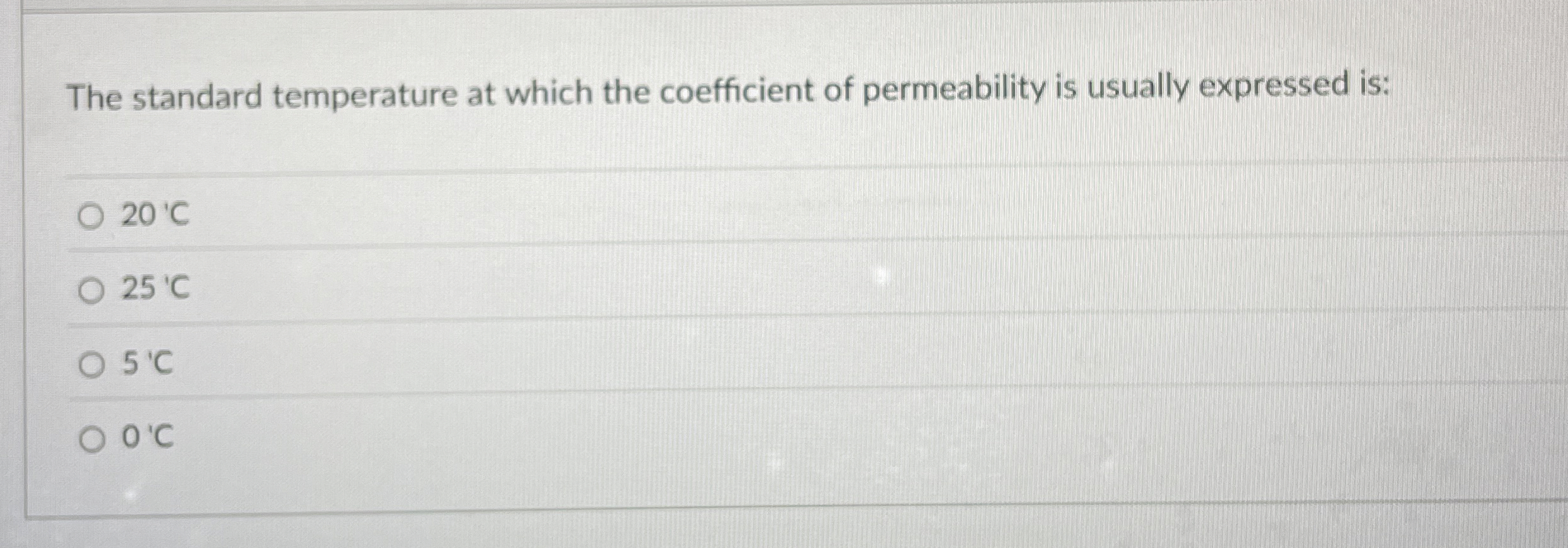 The standard temperature at which the coefficient