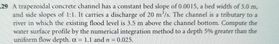 2 9 A trapezoidal concrete channel has a constant
