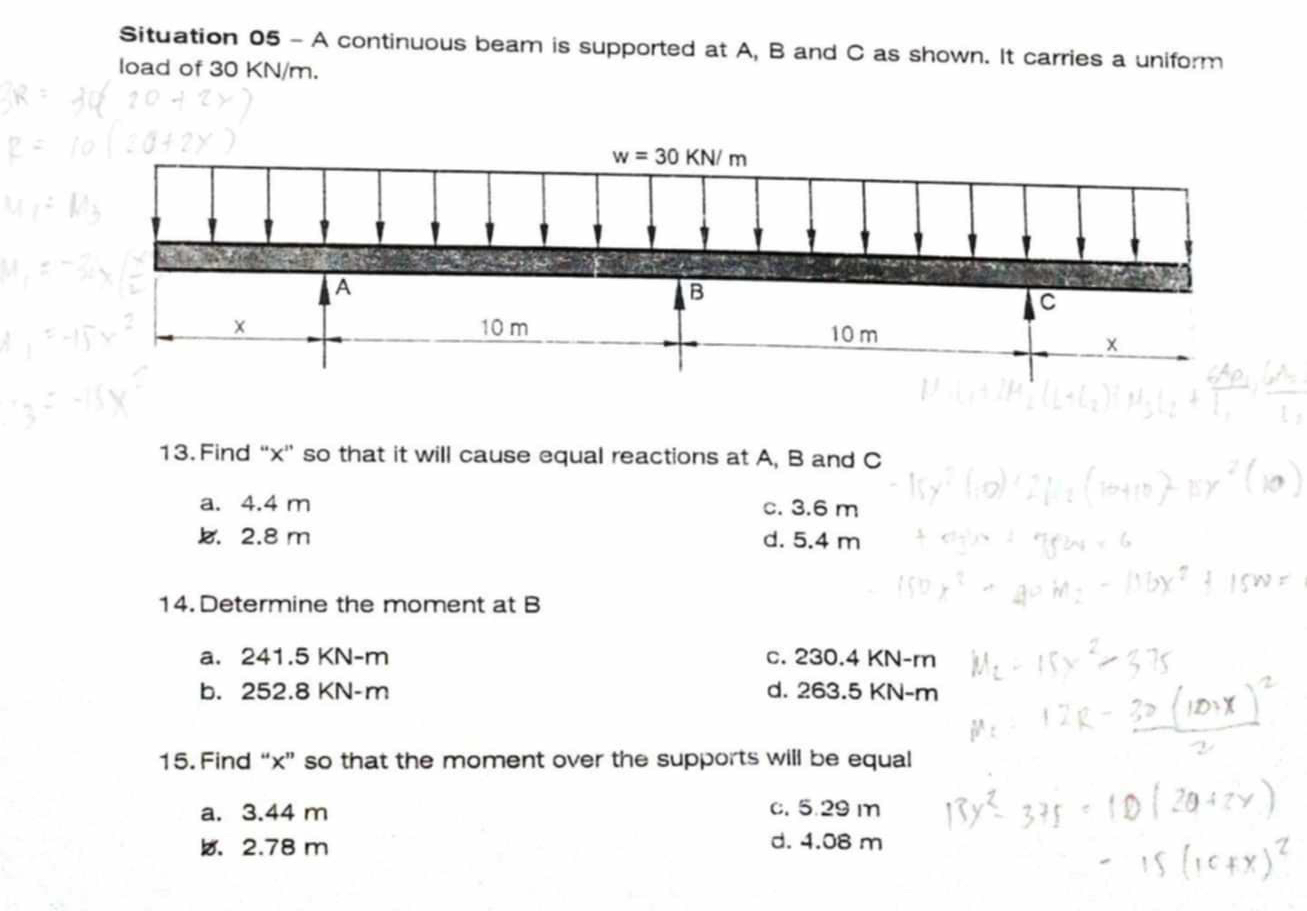 Situation 0 5 - A continuous beam is supported at