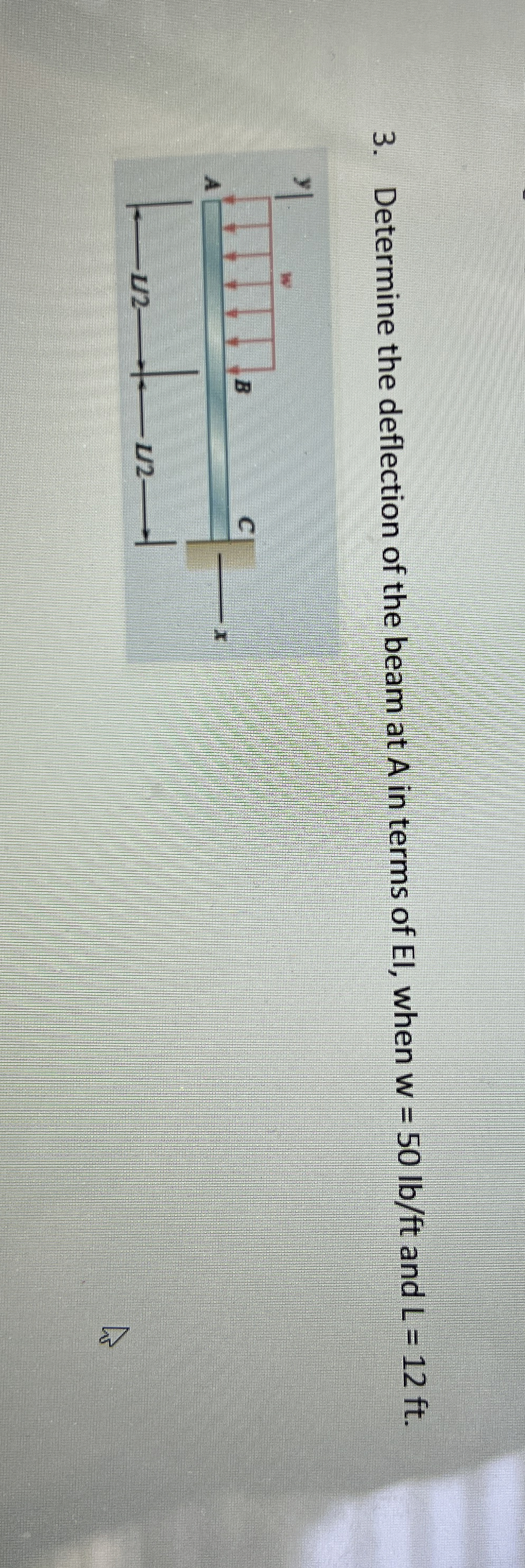 Determine the deflection of the beam at A in