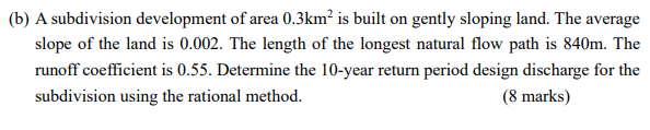 ( b ) A subdivision development of area 0 . 3 k m