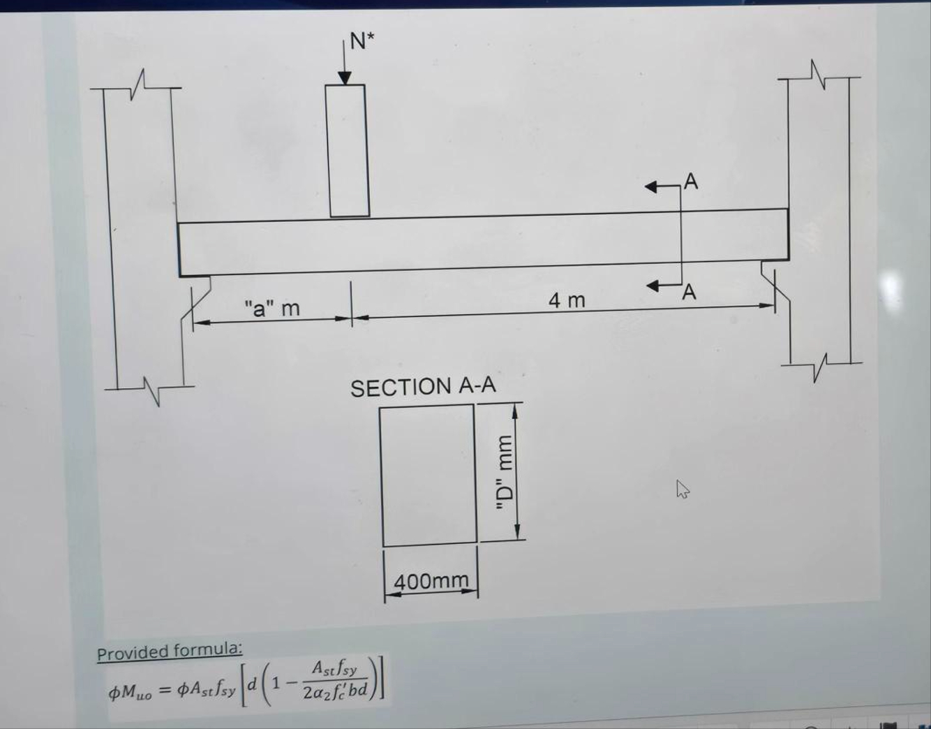 A precast reinforced concrete beam is to span