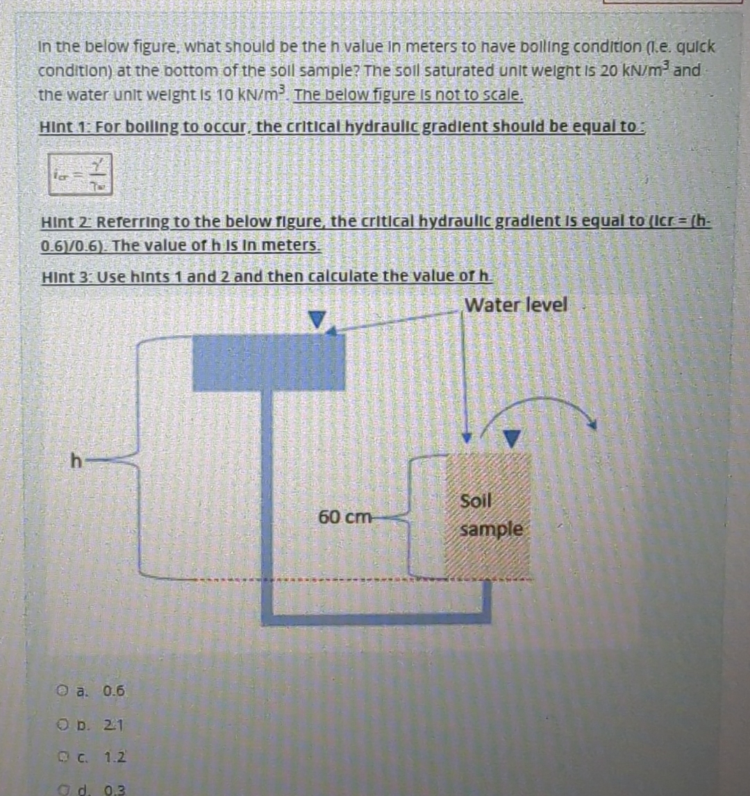 In the below figure, what should be the h value