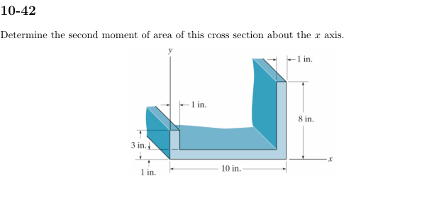 1 0 - 4 2 Determine the second moment of area of