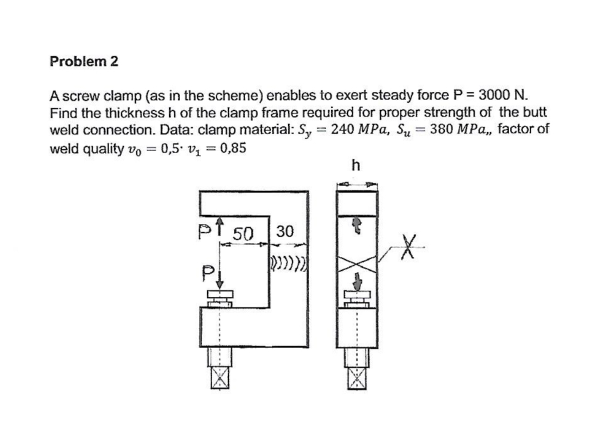 Problem 2 A screw clamp ( as in the scheme )