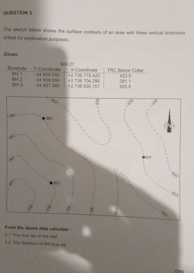 QUESTION 3 The sketch below shows the surface