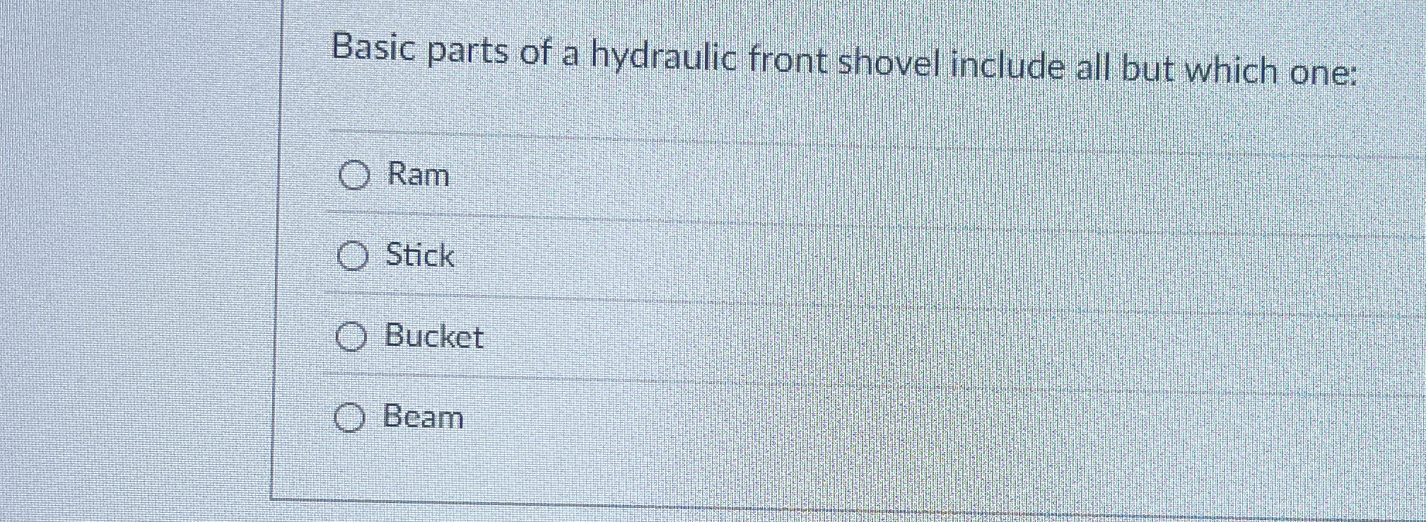 Basic parts of a hydraulic front shovel include