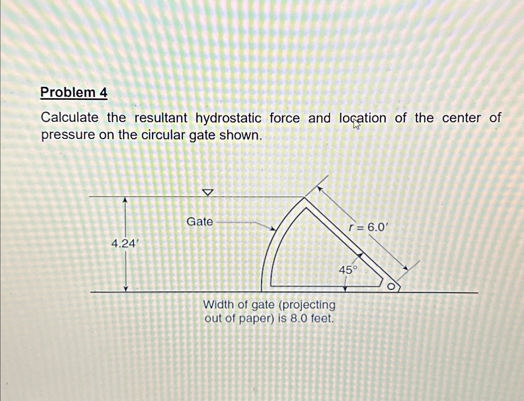Problem 4 Calculate the resultant hydrostatic