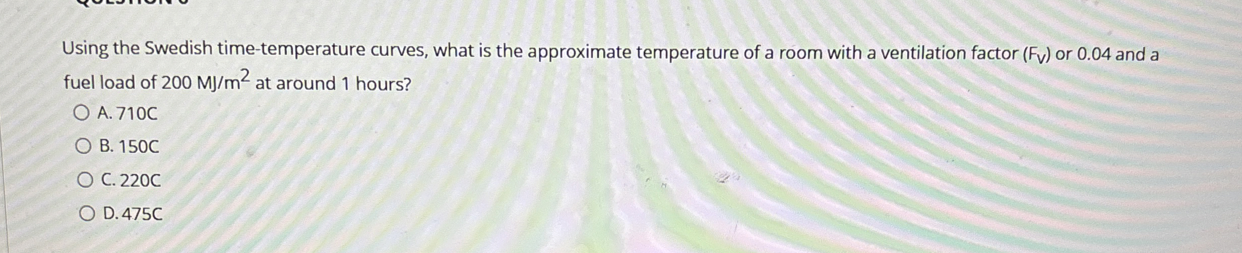Using the Swedish time - temperature curves, what