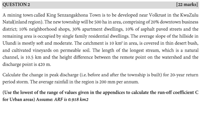 QUESTION 2 [ 2 2 marks ] A mining town called