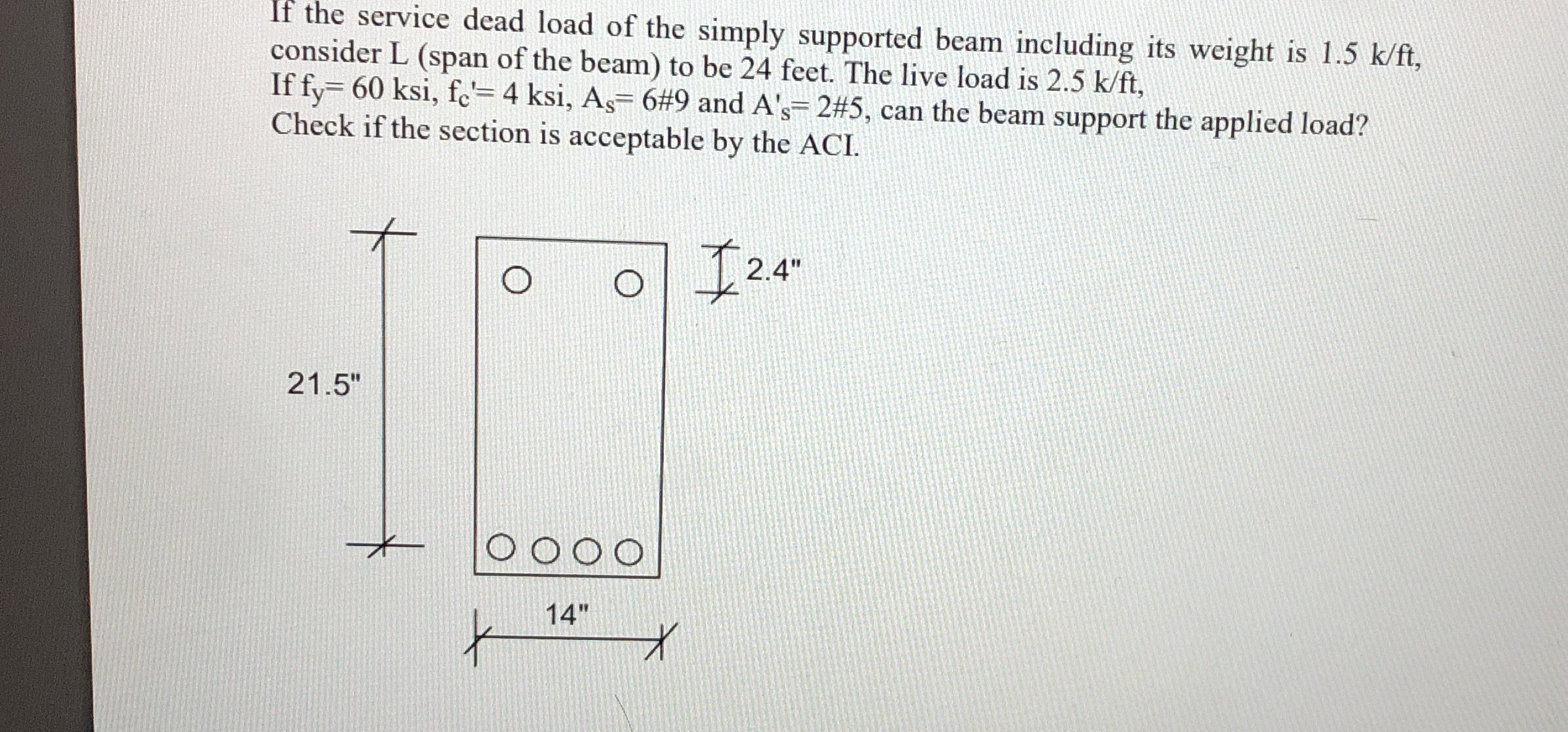 If the service dead load of the simply supported