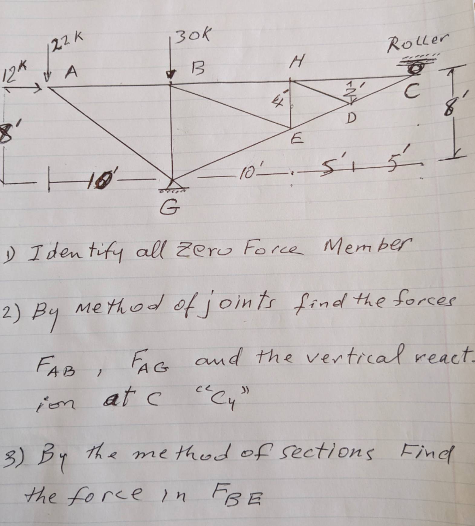 1 . Identify all Zero Force Member 2 . By method