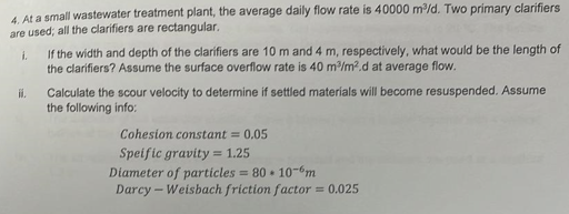 At a small wastewater treatment plant, the