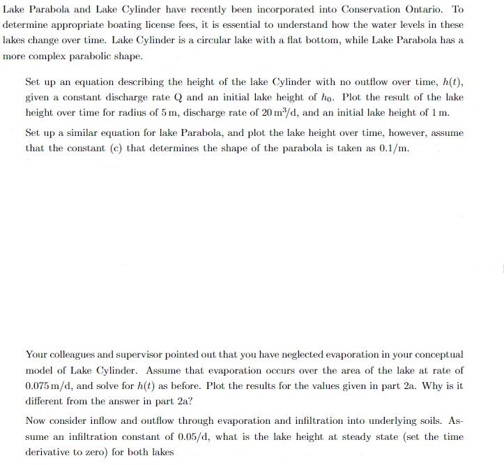 Lake Parabola and Lake Cylinder have recently