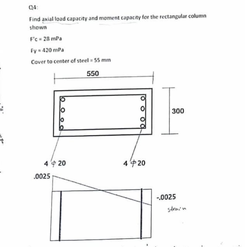 Q . 4 : Find axial load capacity and moment
