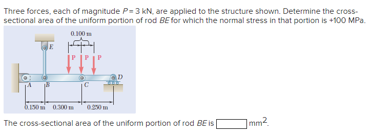 Three forces, each of magnitude P = 3 k N , are