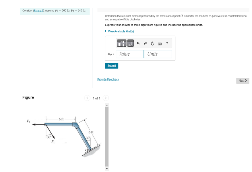 Consider ( Ejgure 1 ) . Assume F 1 - 3 6 0 l b ,
