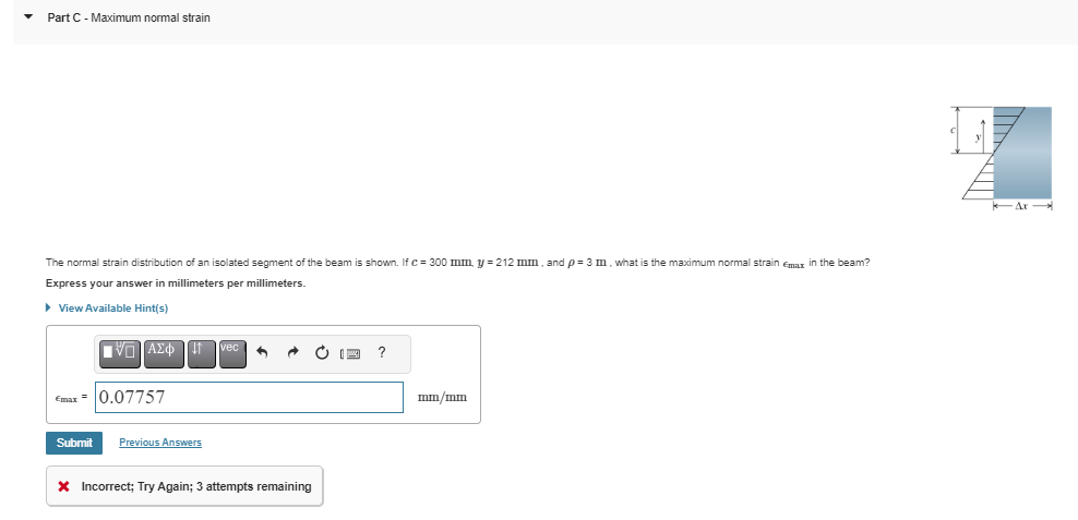 Part C - Maximum normal strain The normal strain