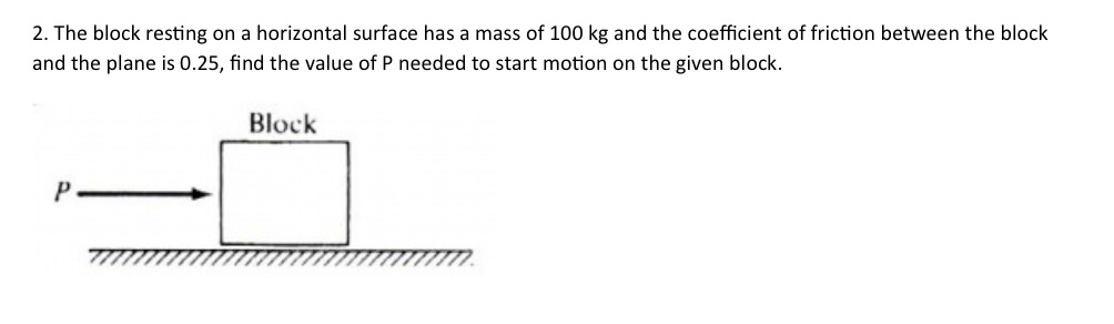 The block resting on a horizontal surface has a