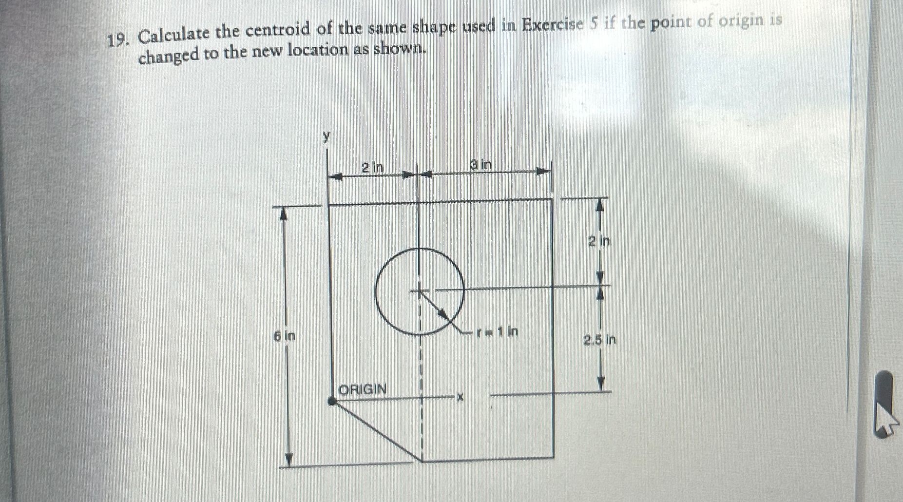 Calculate the centroid of the same shape used in