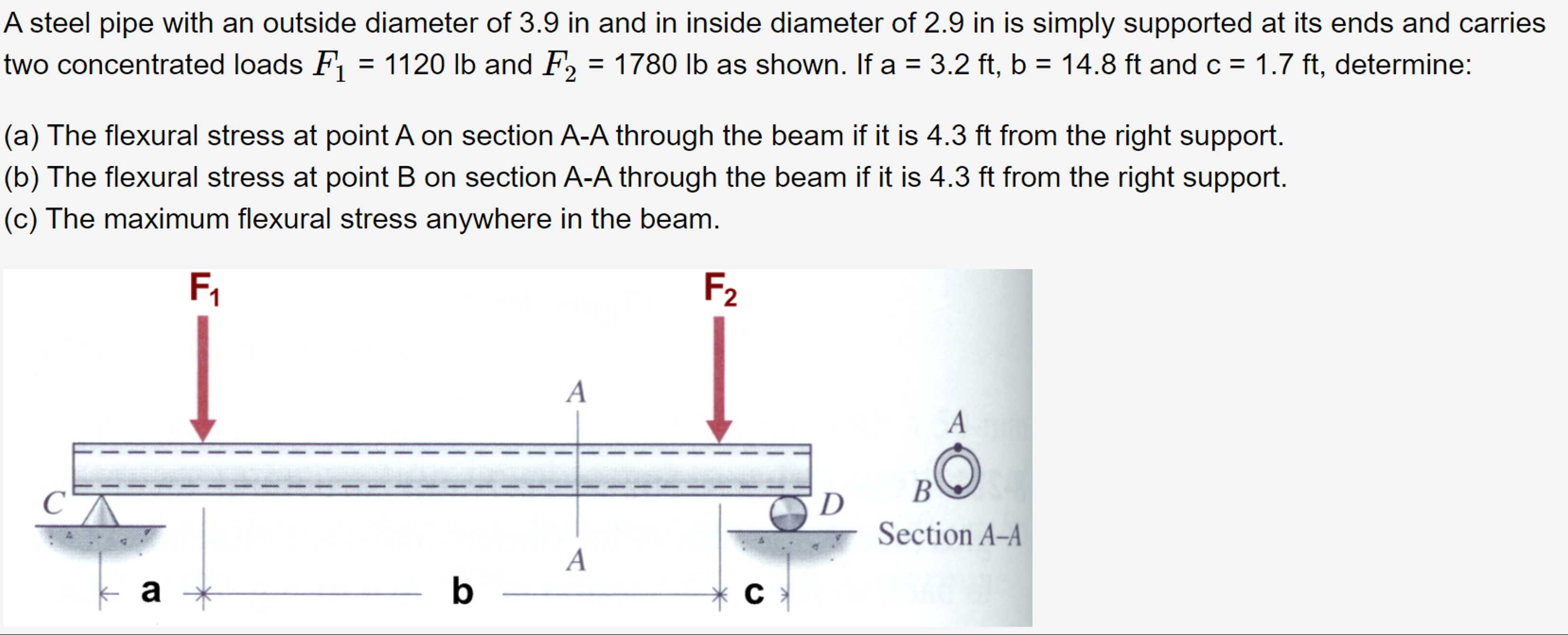 A steel pipe with an outside diameter of 3 . 9 in