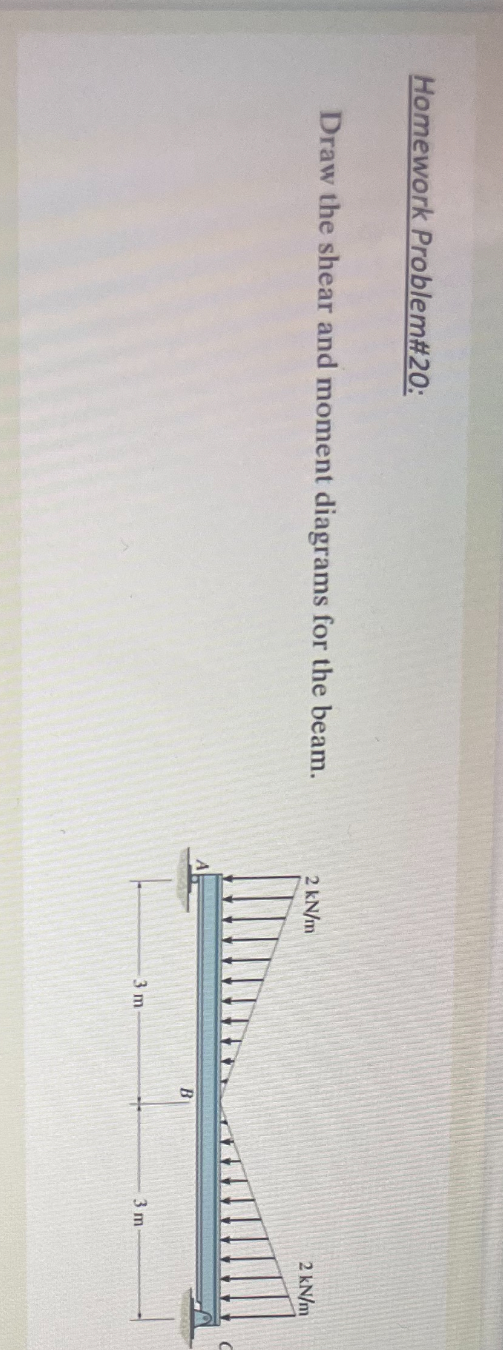 Homework Problem# 2 0 : Draw the shear and moment