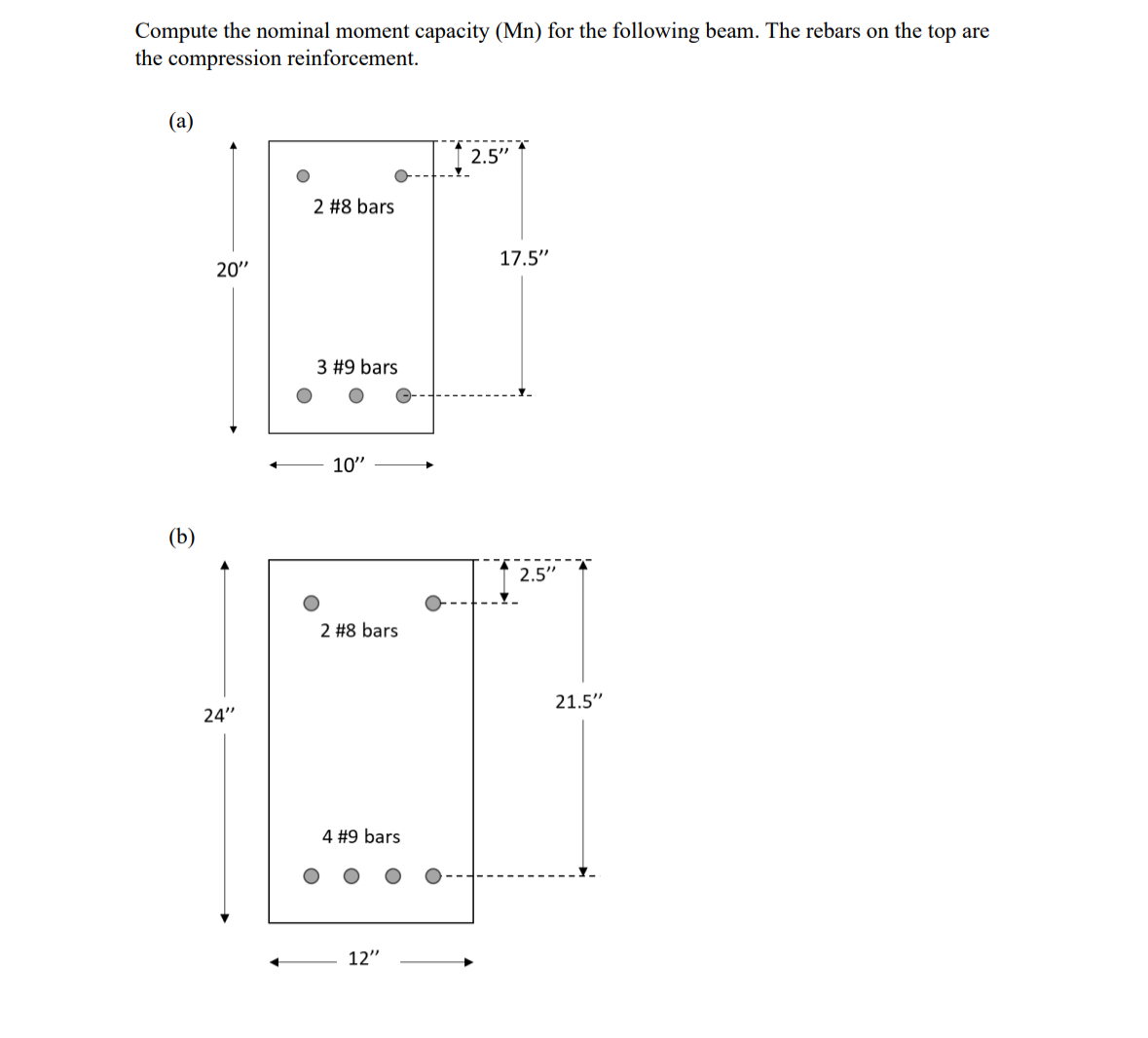 Compute the nominal moment capacity ( M n ) for