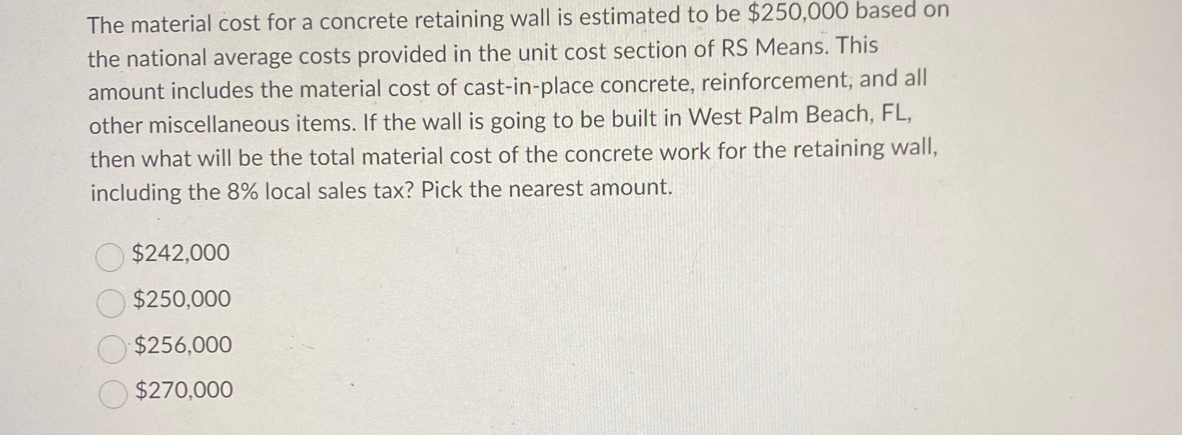 The material cost for a concrete retaining wall