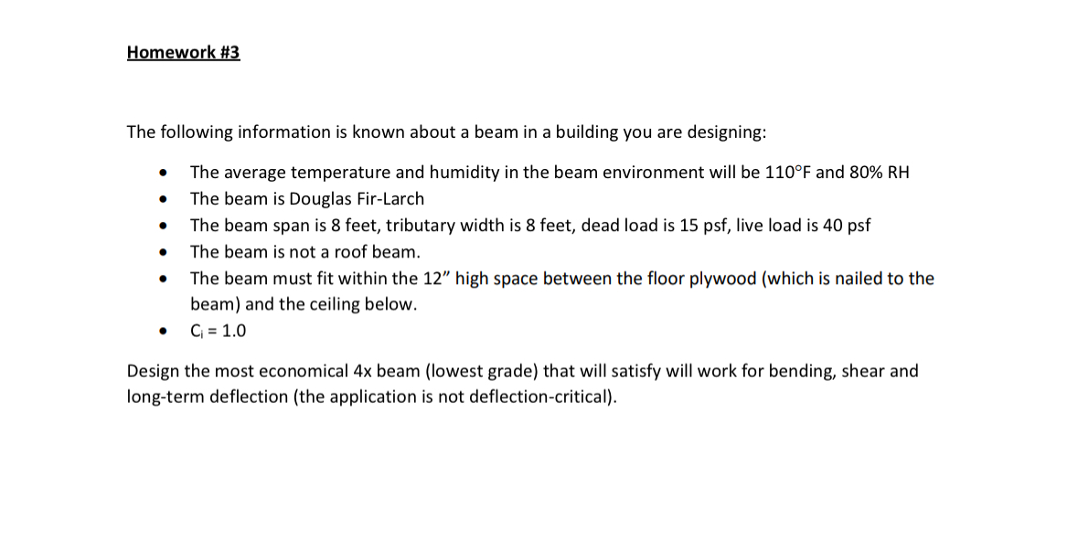 Homework # 3 The following information is known