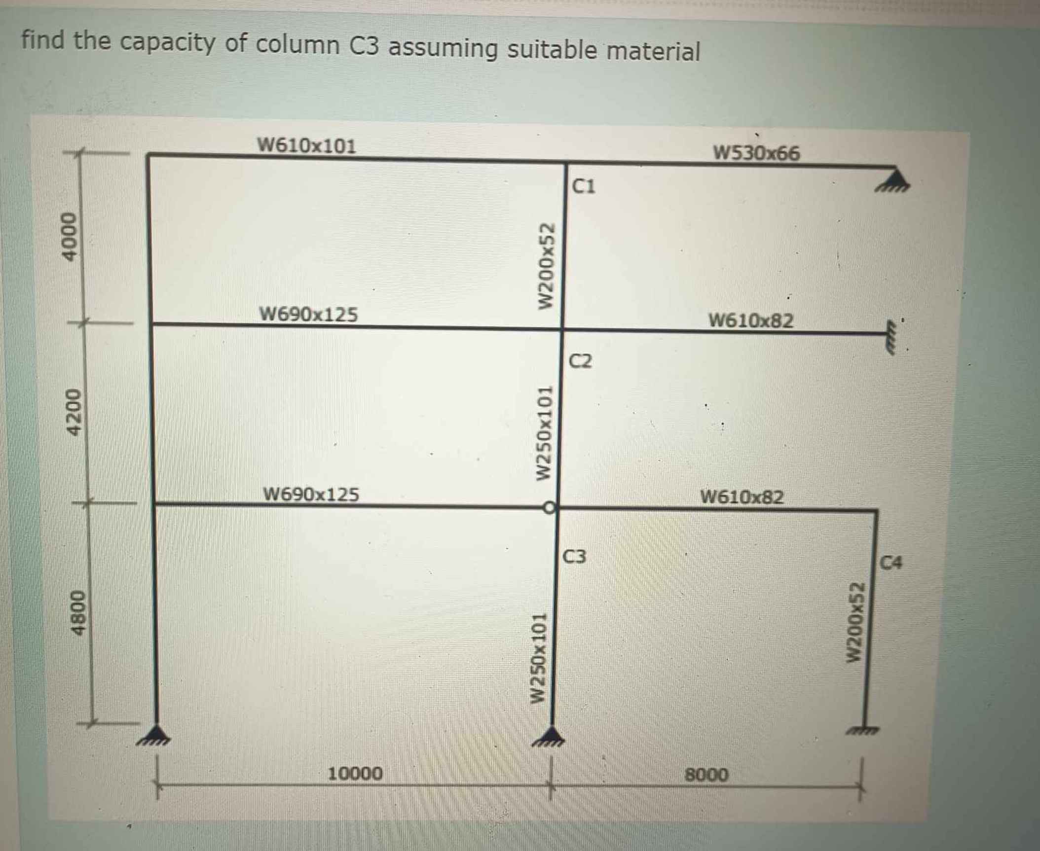 suitable materialfind the capacity of column C 3