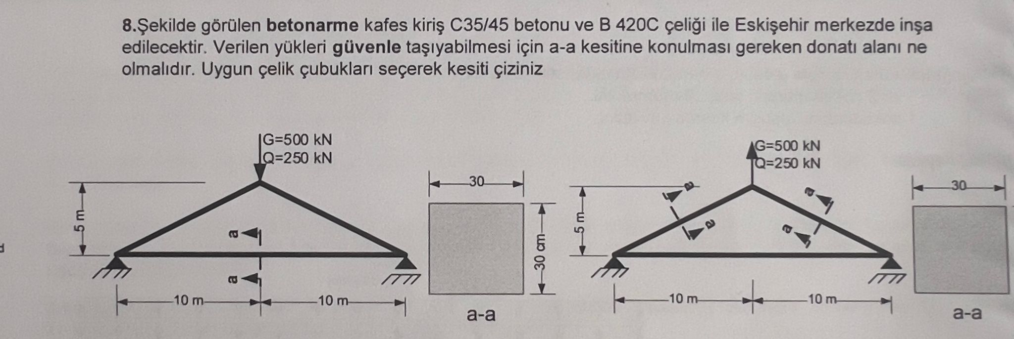 8 . ekilde g r len betonarme kafes kiri C 3 5 4 5