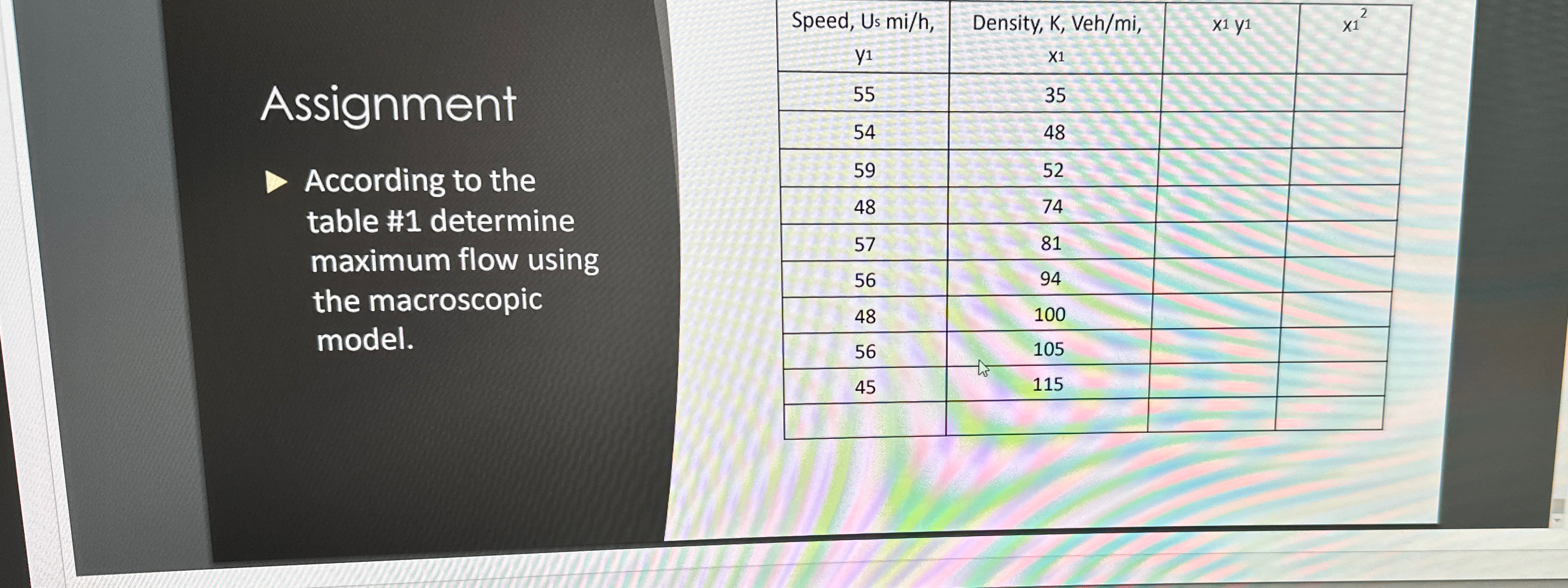 Assignment According to the table # 1 determine