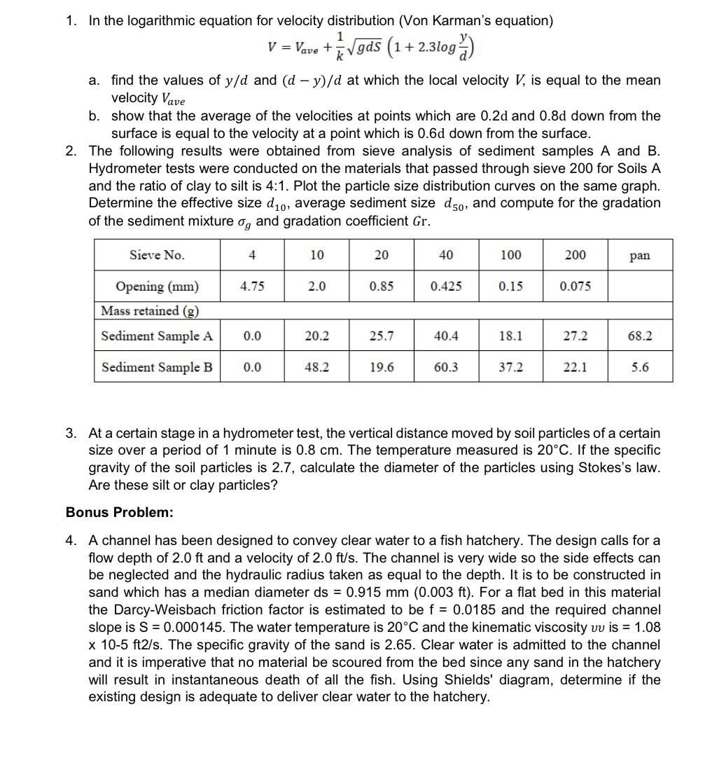 In the logarithmic equation for velocity