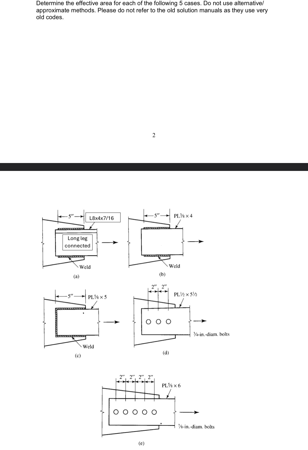 Determine the effective area for each of the