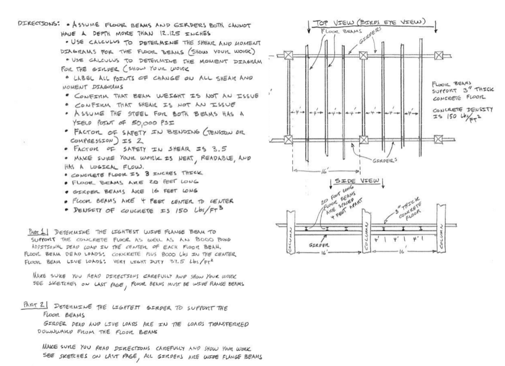 DIRECTIONS: - ASSUME FLOOR BEAMS AND GIRDERS BOTI