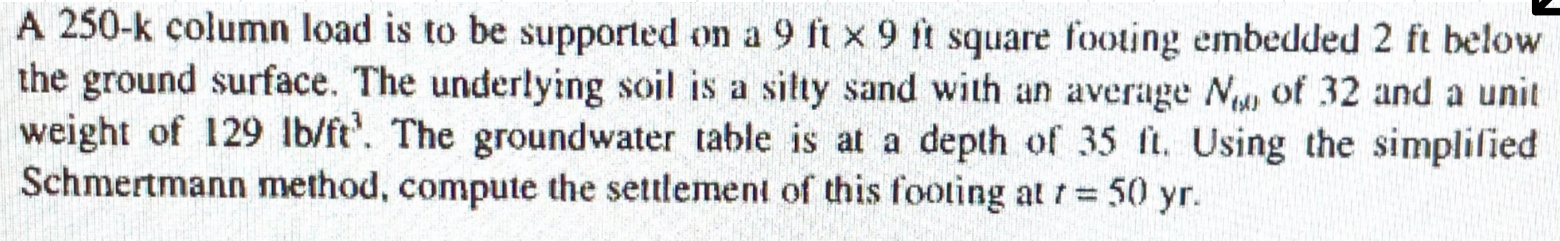 A 2 5 0 - k column load is to be supported on a 9