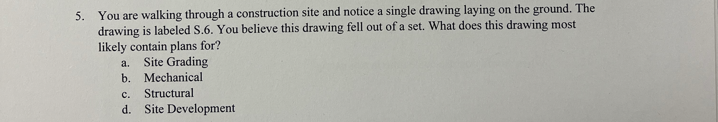 You are walking through a construction site and