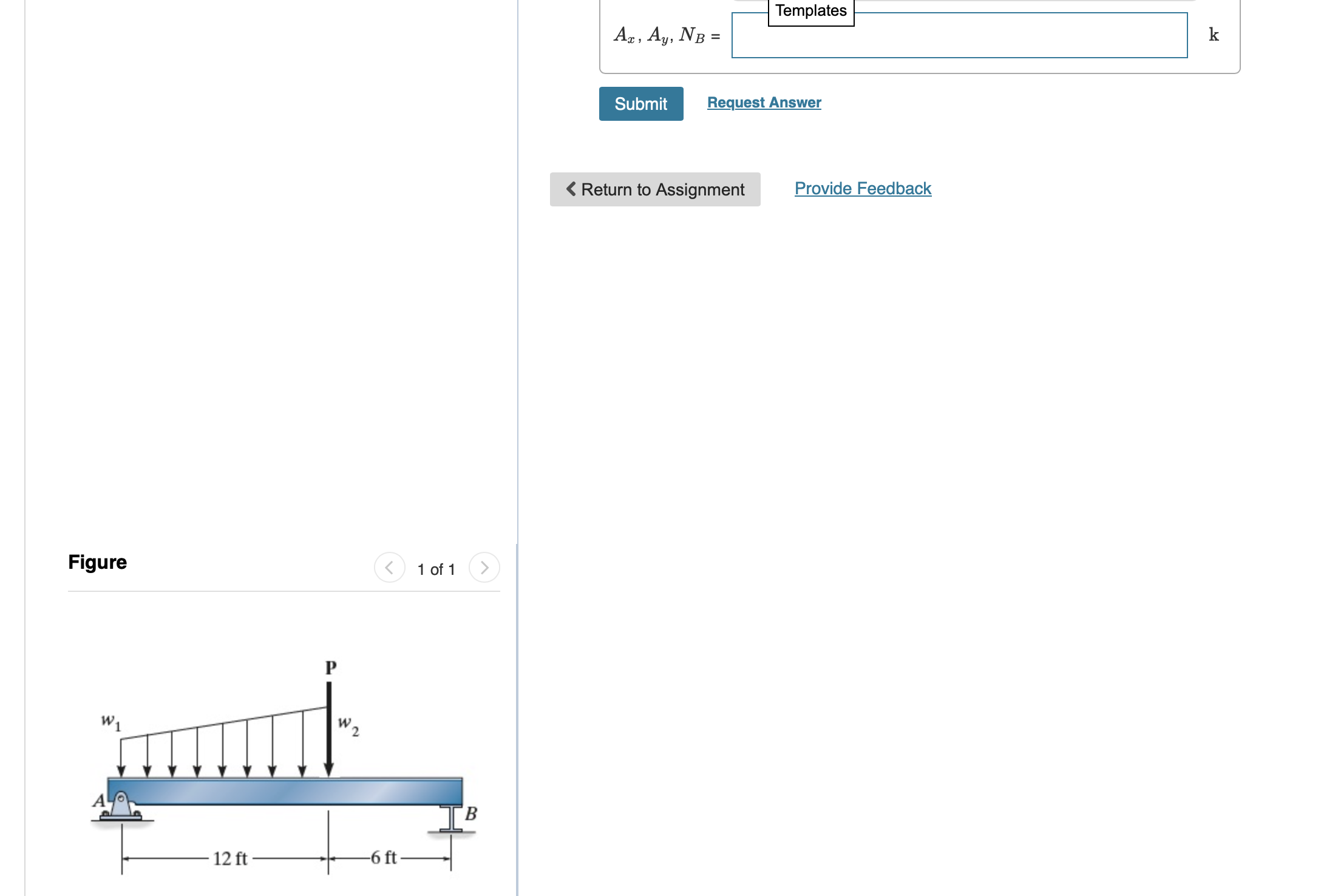 P = 1 8 k , w 1 = 3 . 2 k / ft , w 2 = 6 . 4 k /