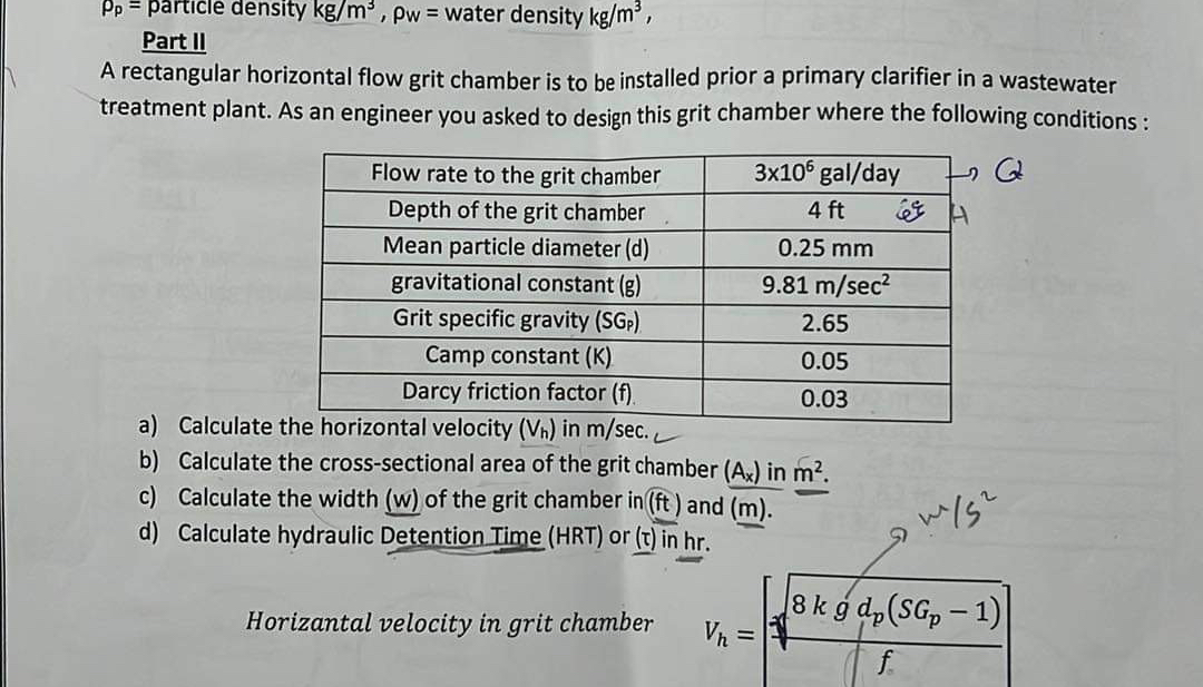 Part II A rectangular horizontal flow grit