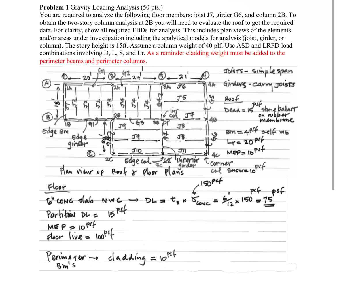 Problem 1 Gravity Loading Analysis ( 5 0 pts . )