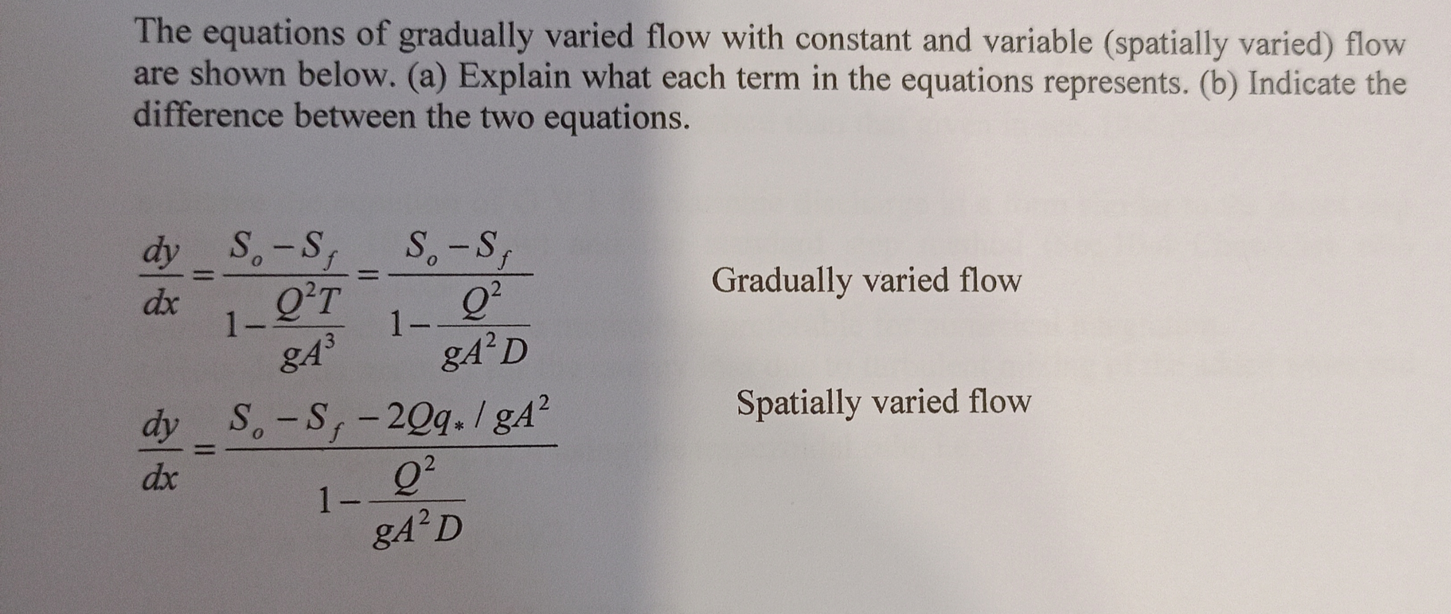 The equations of gradually varied flow with