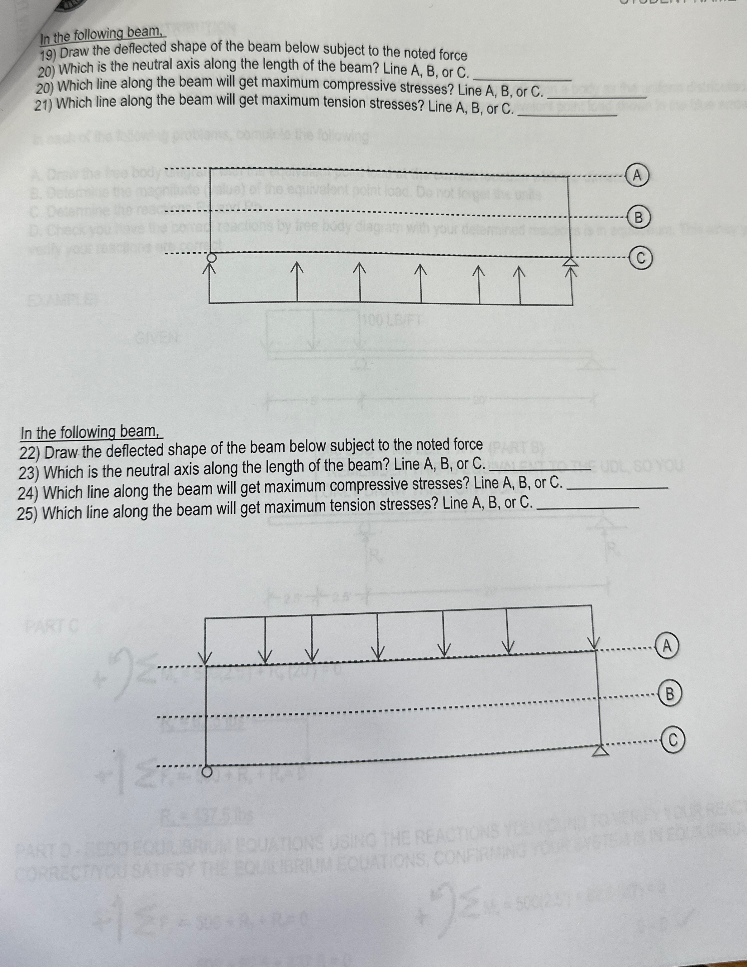 In the following beam, Draw the deflected shape