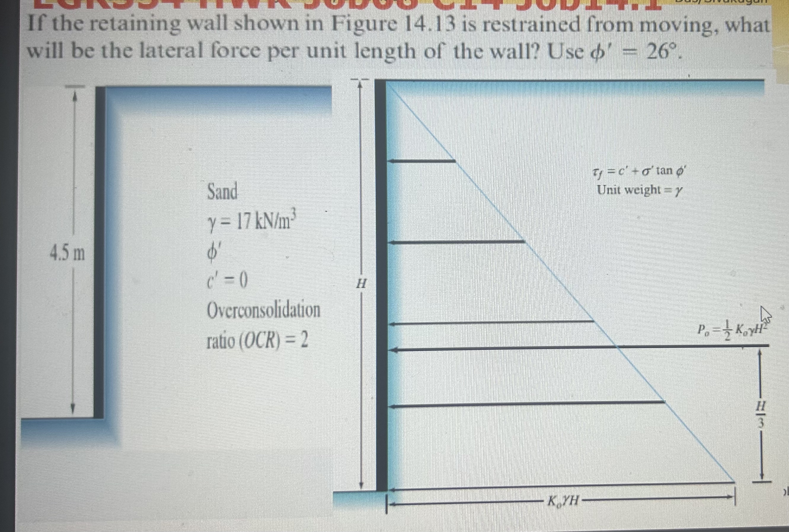 If the retaining wall shown in Figure 1 4 . 1 3