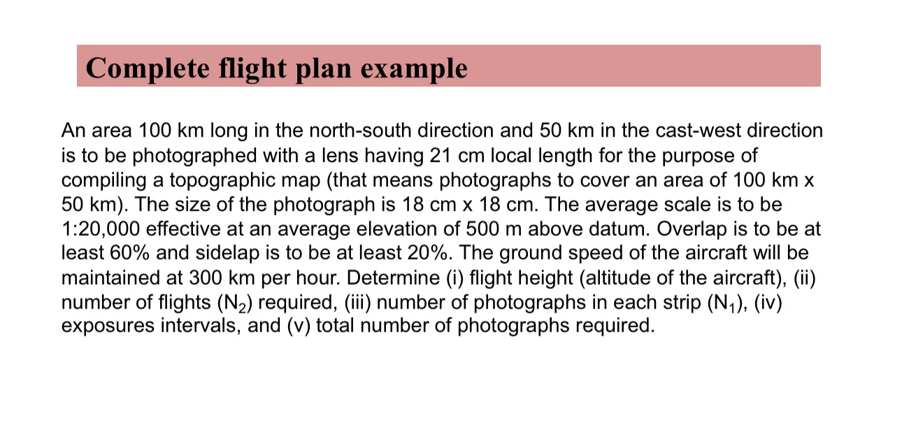 Complete flight plan example An area 1 0 0 k m