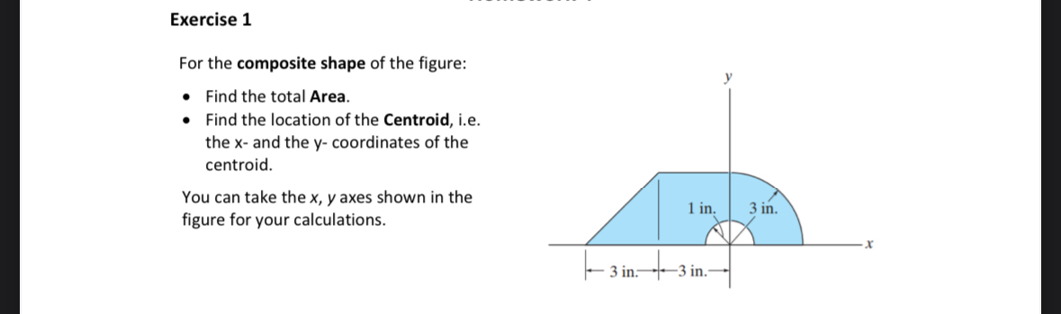 Exercise 1 For the composite shape of the figure:
