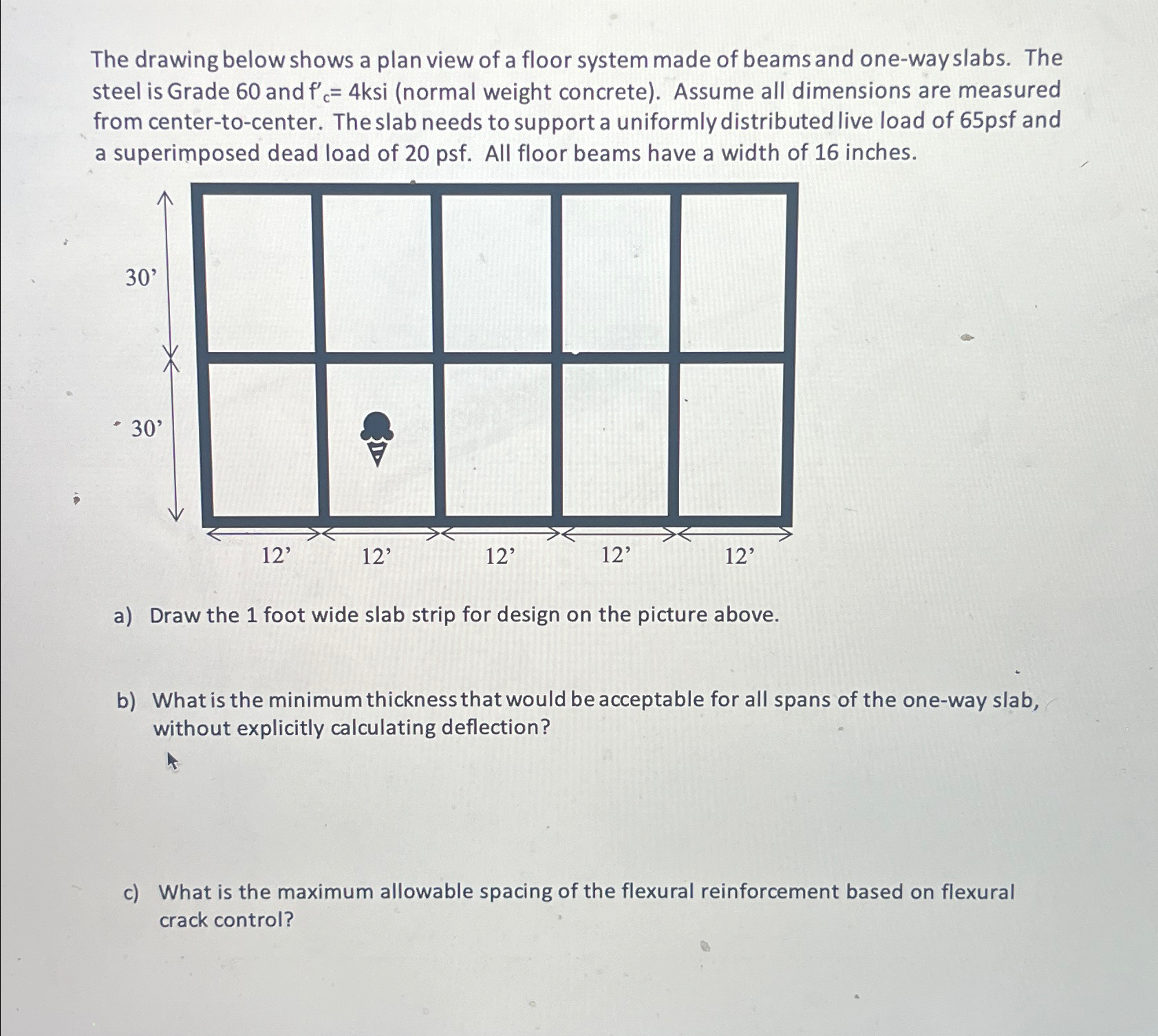 The drawing below shows a plan view of a floor